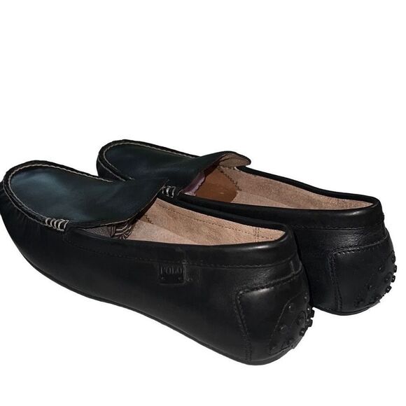 New Polo Ralph Lauren Men's Redden Drivers Black Leather Slip On Shoes Men’s 12 - Picture 5 of 13